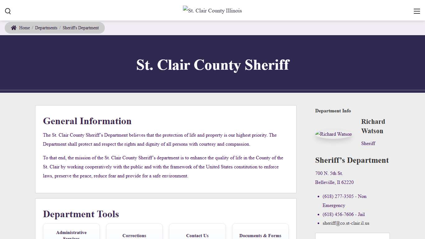 Sheriff's Department Departments St. Clair